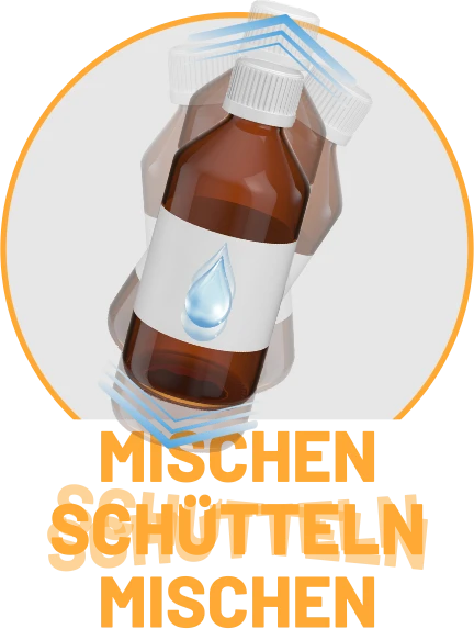 Flasche mit selbst gemischtem Liquid wird geschüttelt
