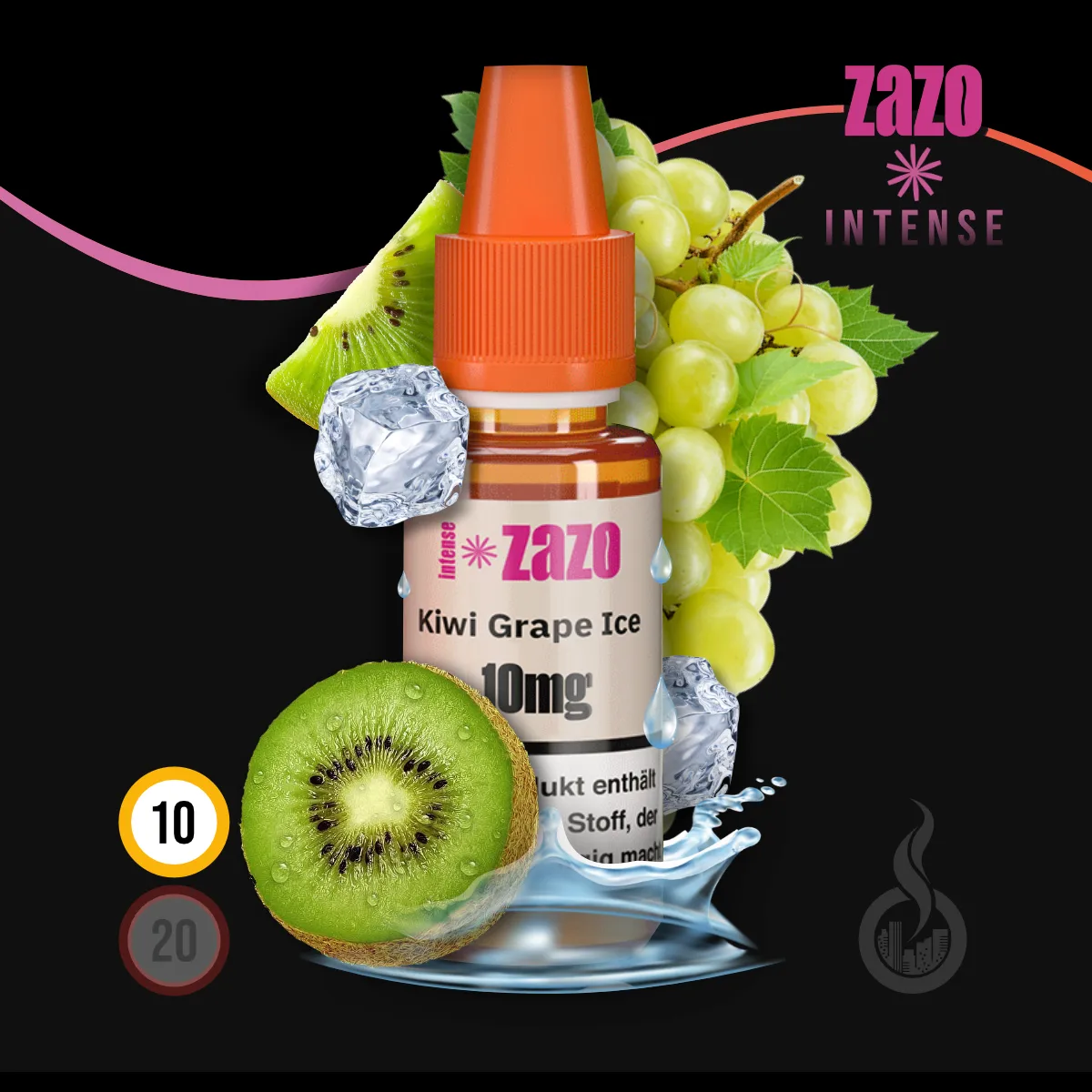ZAZO INTENSE Kiwi Grape Ice Nikotinsalz Liquid - 10 ml SW18477 Nikotinstärke wählen: 10 mg (NIKOTINSALZ) Bild 1
