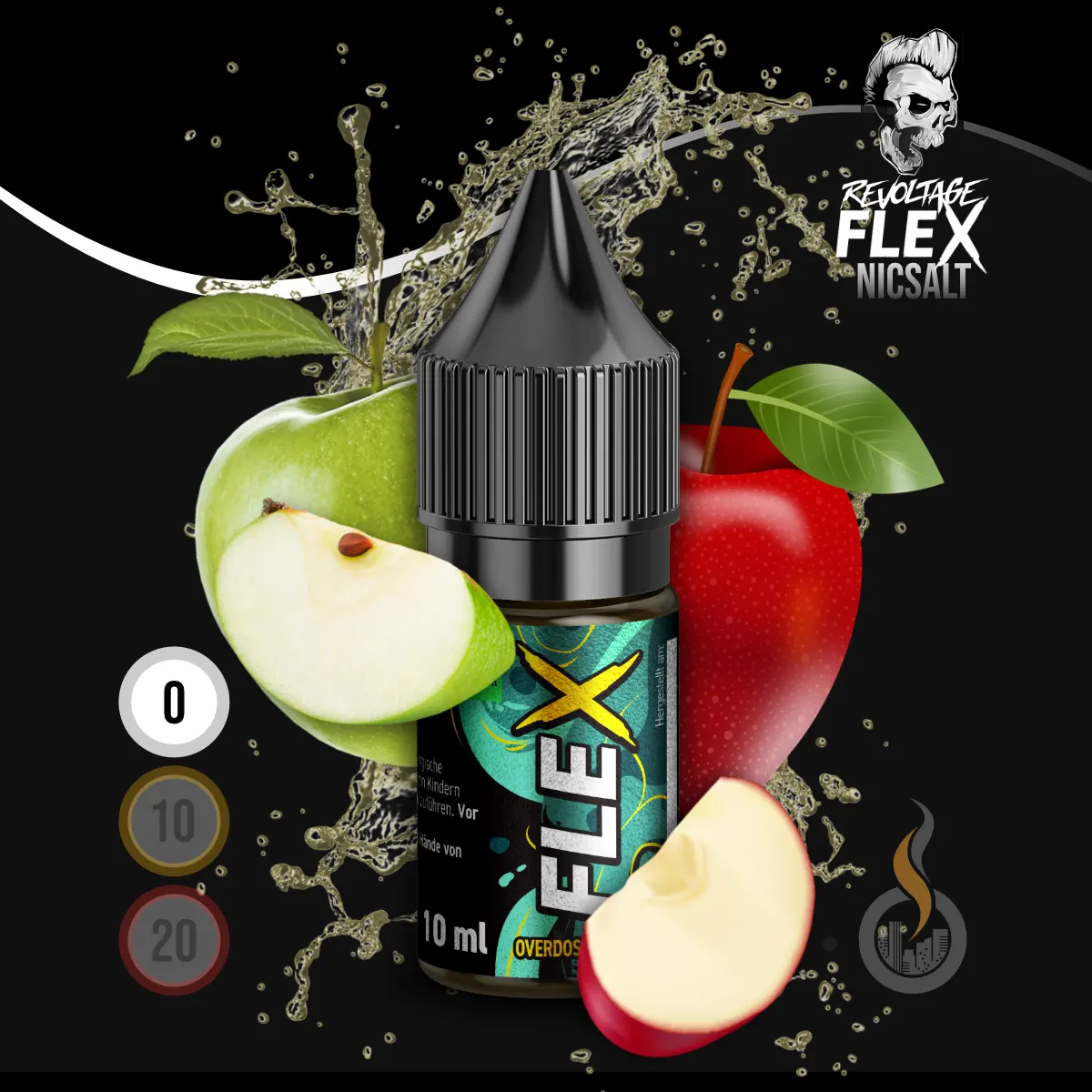 REVOLTAGE FLEX Overdosed Nikotinsalz Liquid Apple - 10 ml SW18230 Nikotinstärke wählen: 0 mg (OHNE NIKOTIN) Bild 1