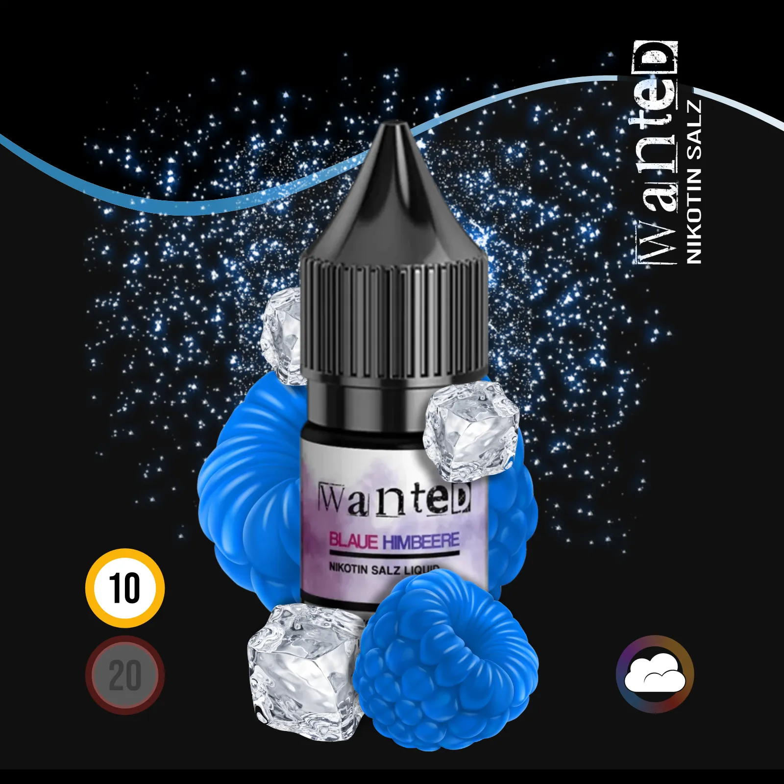 WANTED Blaue Himbeere Nikotinsalz-Liquid Overdosed - 10 ml