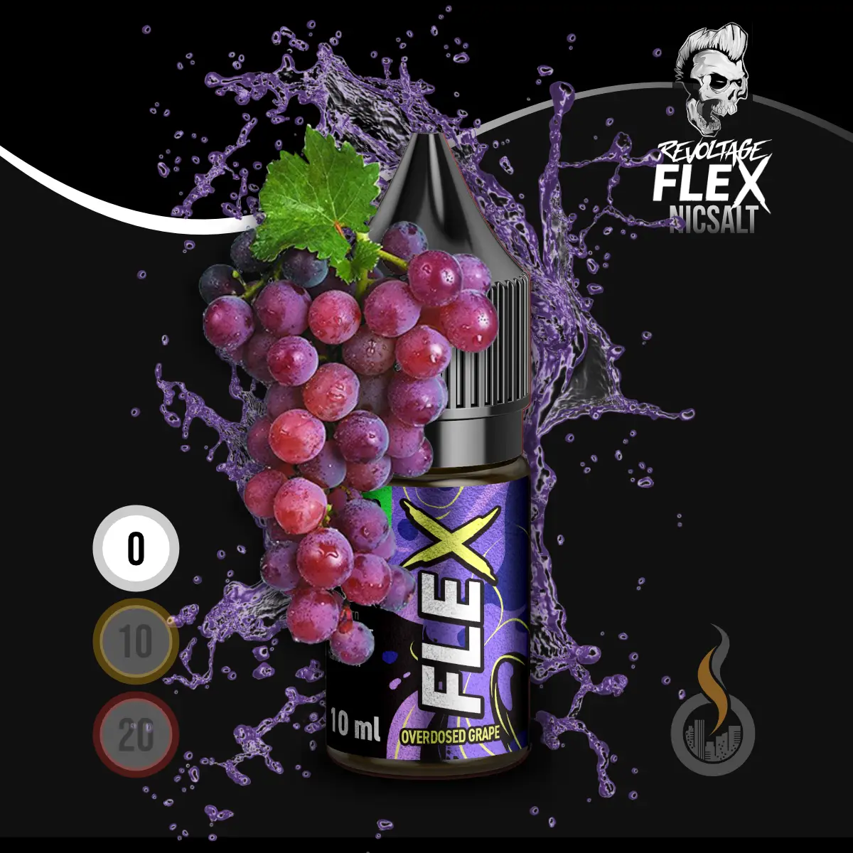 REVOLTAGE FLEX Overdosed Nikotinsalz Liquid Grape - 10 ml SW18234 Nikotinstärke wählen: 0 mg (OHNE NIKOTIN) Bild 1
