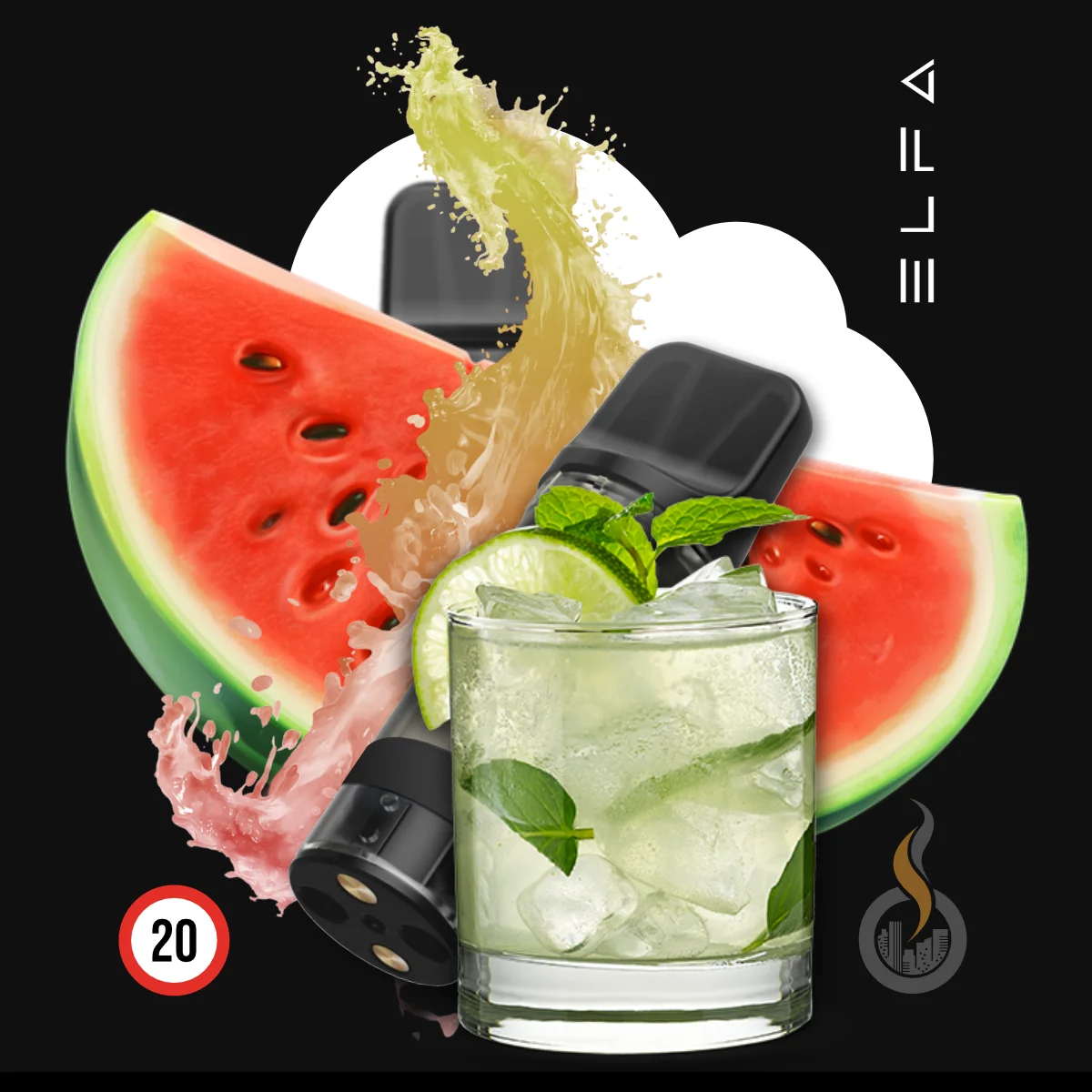 2x ELF BAR ELFA CP Prefilled Pod Watermelon Mojito - 20 mg SW18257 Bild 1