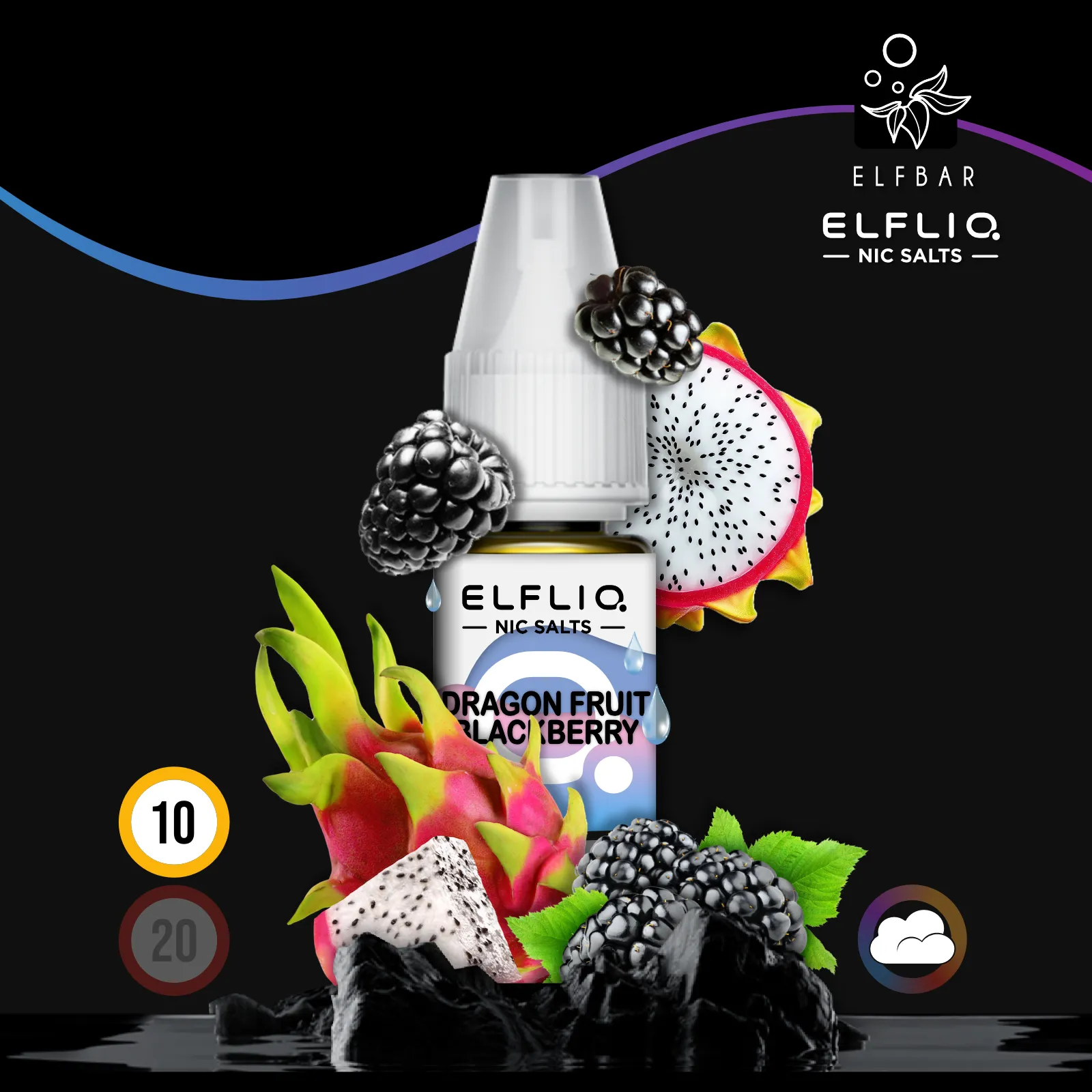 ELFLIQ by Elfbar Dragonfruit Blackberry Nikotinsalz Liquid - 10 ml