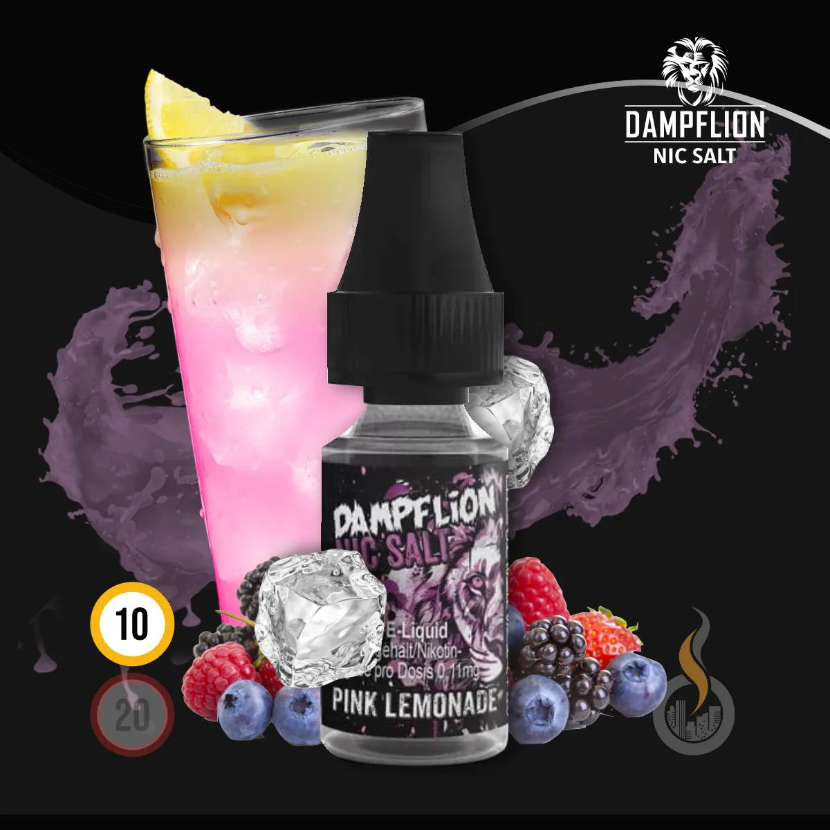 DAMPFLION INTENSE Pink Lemonade Overdosed Nic Salt Liquid SW18306 Nikotinstärke wählen: 10 mg (MEDIUM) Bild 1