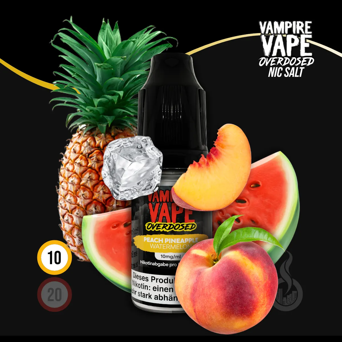 VAMPIRE VAPE Overdosed Pineapple Peach Watermelon Nikotinsalz Liquid - 10 ml SW18553 Nikotinstärke wählen: 10 mg (NIKOTINSALZ) Bild 1