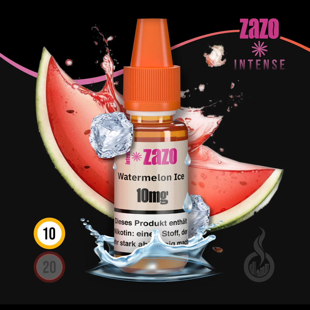 ZAZO INTENSE Watermelon Ice Nikotinsalz Liquid - 10 ml SW18467 Nikotinstärke wählen: 10 mg (NIKOTINSALZ) Bild 1