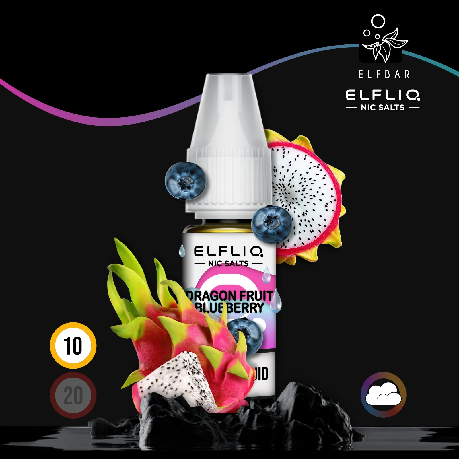 ELFLIQ by Elfbar Dragon Fruit Blueberry Nikotinsalz Liquid - 10 ml