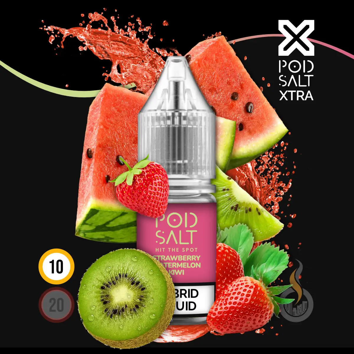POD SALT XTRA Strawberry Watermelon Kiwi Liquid - 10 ml SW17933 Nikotinstärke wählen: 10 mg (NIKOTINSALZ) Bild 1