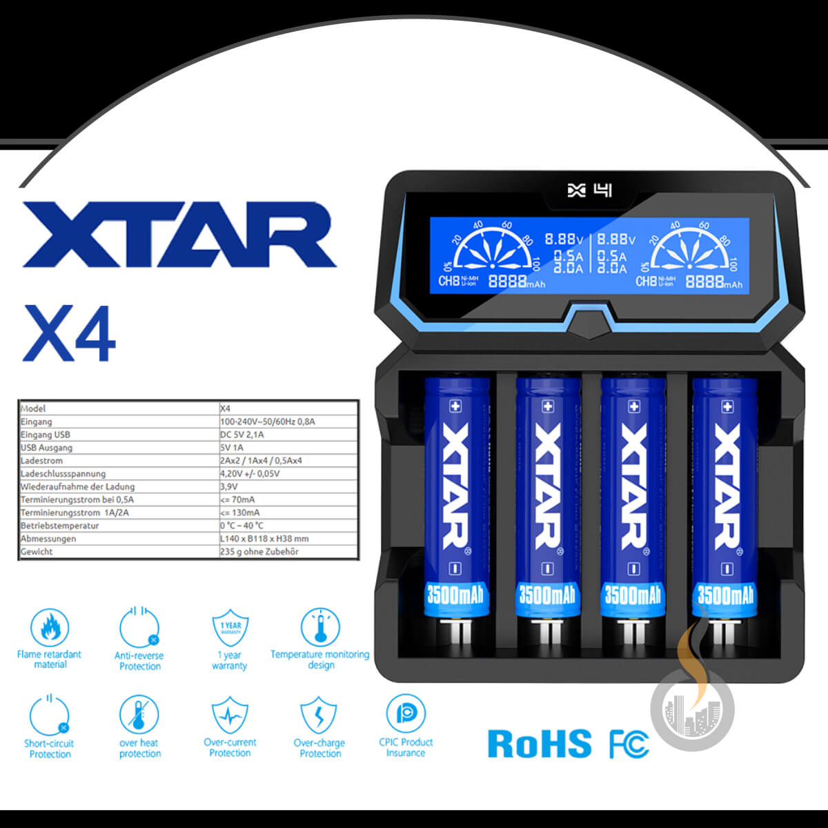 Xtar X4 Ladegerät für vier Akkus (4-Schacht) SW17477 Bild 5