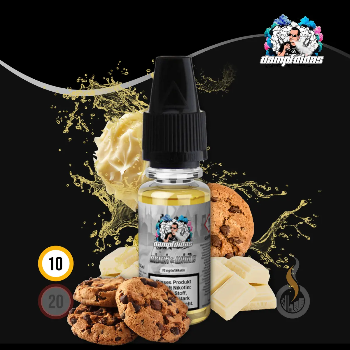 DAMPFDIDAS Black & White Nikotinsalz Liquid - 10 ml SW17758 Nikotinstärke wählen: 10 mg (NIKOTINSALZ) Bild 1