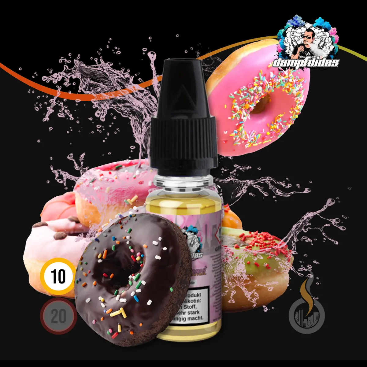 DAMPFDIDAS Sweet Donut Nikotinsalz Liquid - 10 ml SW17761 Nikotinstärke wählen: 10 mg (NIKOTINSALZ) Bild 1