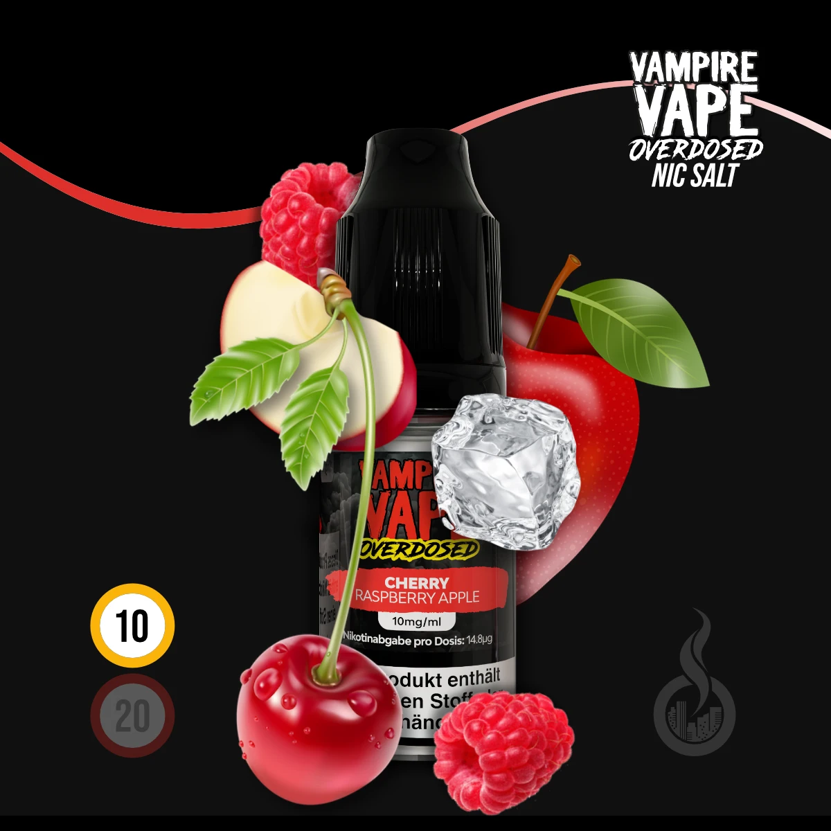 VAMPIRE VAPE Overdosed Cherry Raspberry Apple Nikotinsalz Liquid - 10 ml SW18549 Nikotinstärke wählen: 10 mg (NIKOTINSALZ) Bild 1