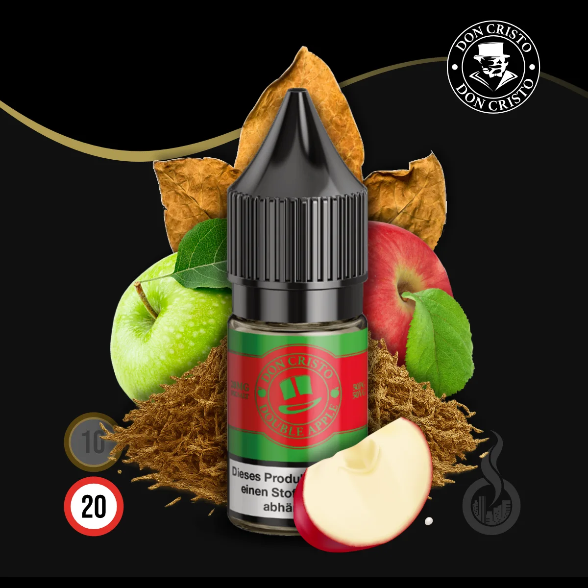 DON CRISTO Double Apple Nikotinsalz Liquid - 10 ml SW18529 Nikotinstärke wählen: 20 mg (NIKOTINSALZ) Bild 1
