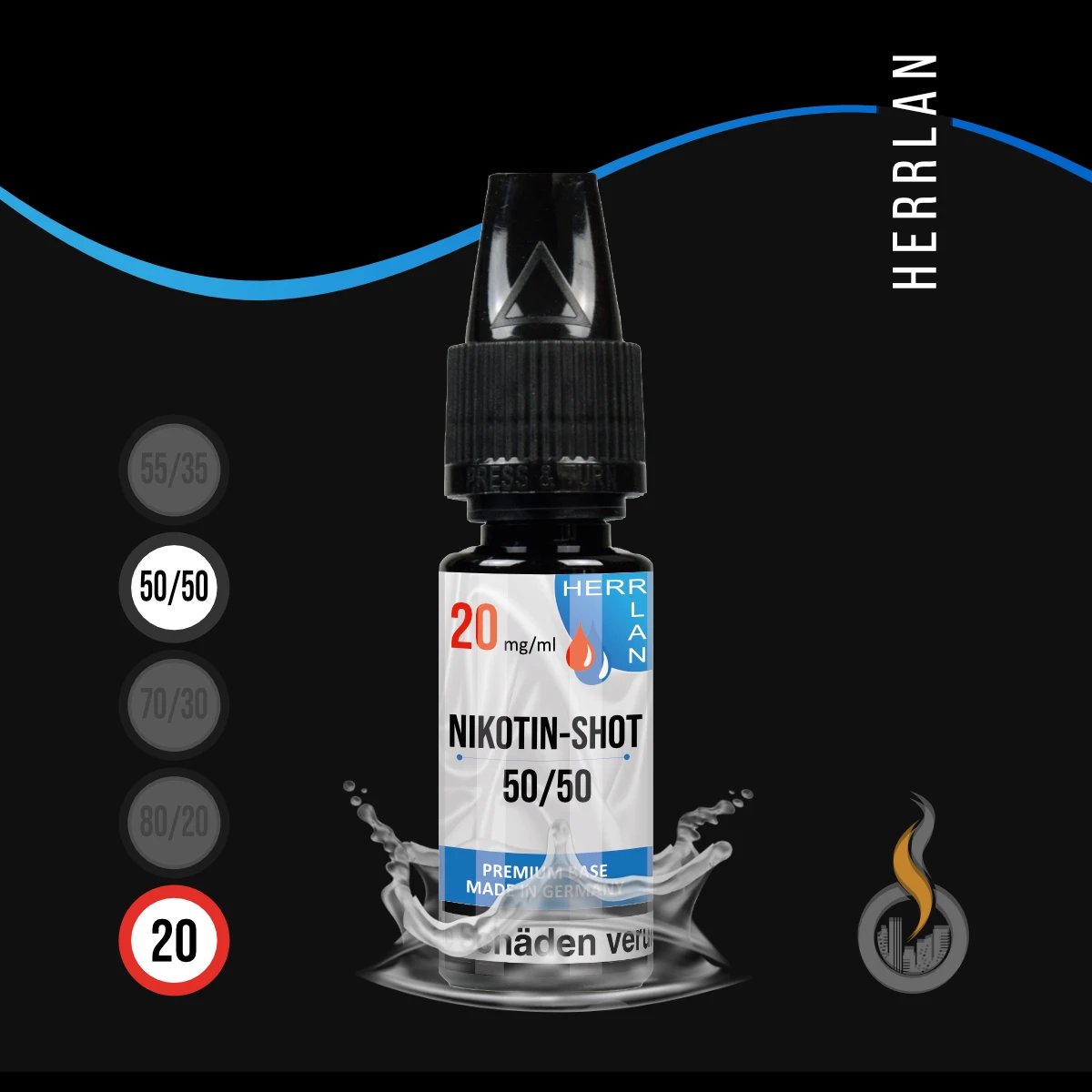 HERRLAN Nikotin-Shot (20 mg) - 10 ml SW16480.2 Basis (GRUNDMISCHUNG) VPG 50/50 (VG/PG) Bild 1