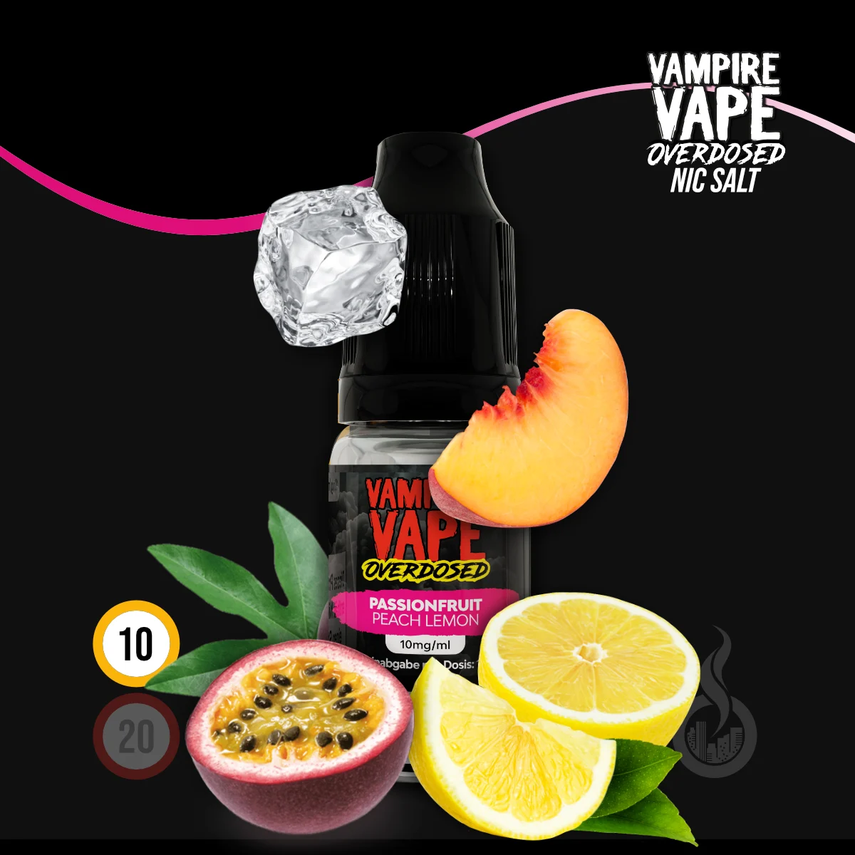 VAMPIRE VAPE Overdosed Passionfruit Peach Lemon Nikotinsalz Liquid - 10 ml SW18552 Nikotinstärke wählen: 10 mg (NIKOTINSALZ) Bild 1