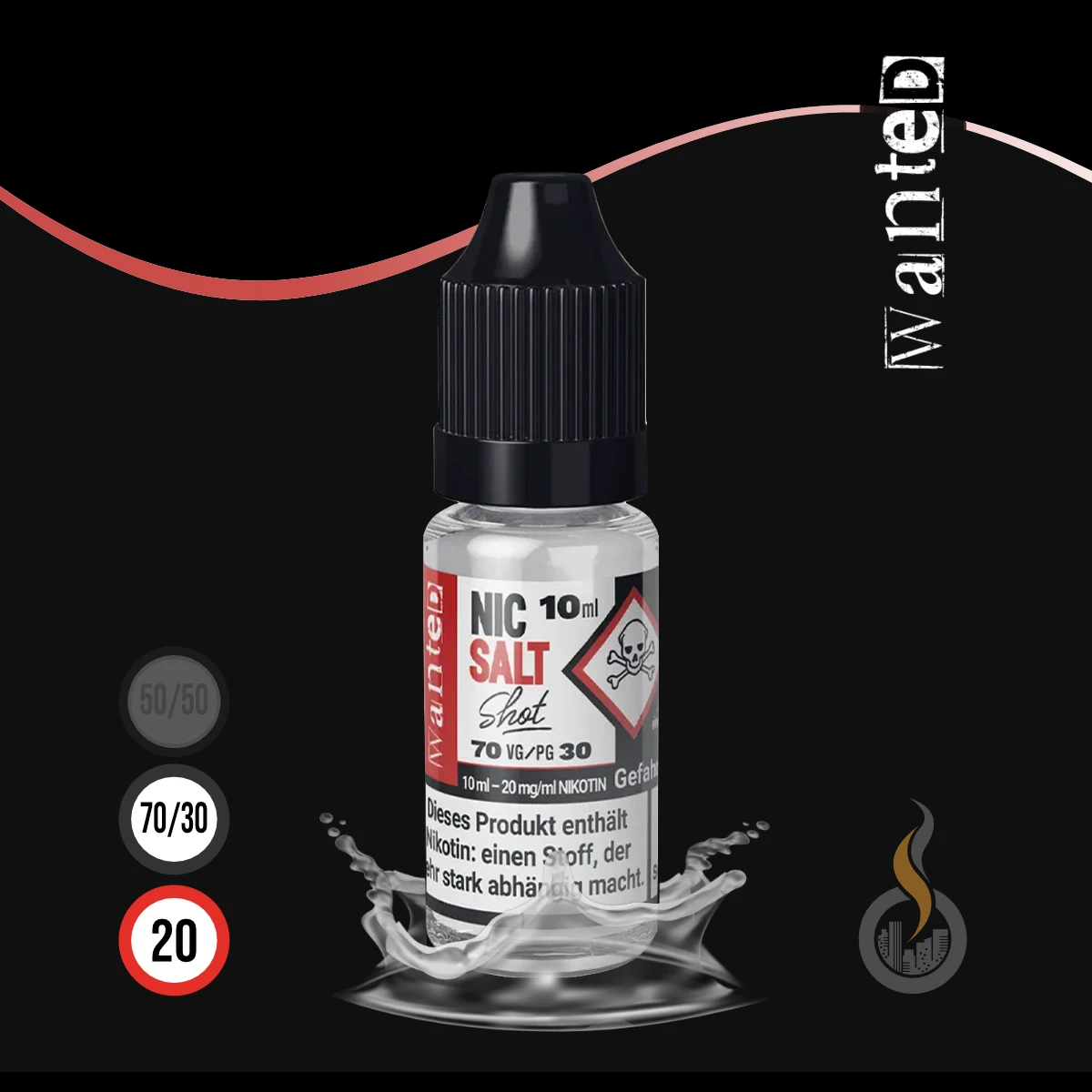 WANTED Nikotinsalz Shot - 10 ml SW18120 Basis (GRUNDMISCHUNG) VPG 70/30 (VG/PG) Bild 1