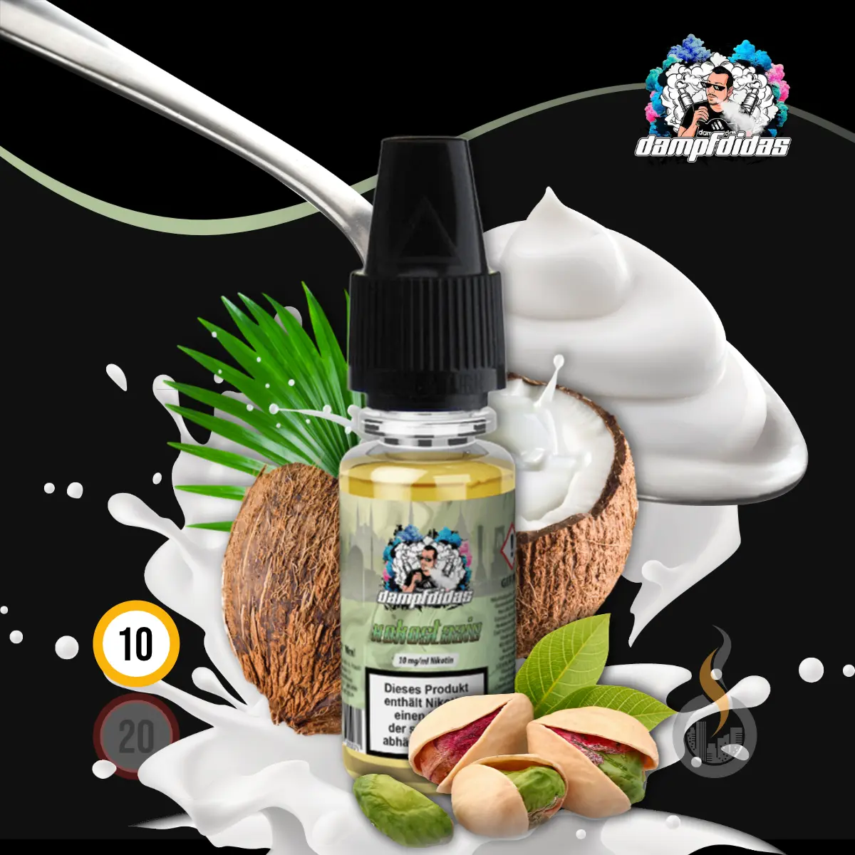 DAMPFDIDAS Kokostazie Nikotinsalz Liquid - 10 ml SW17756 Nikotinstärke wählen: 10 mg (NIKOTINSALZ) Bild 1