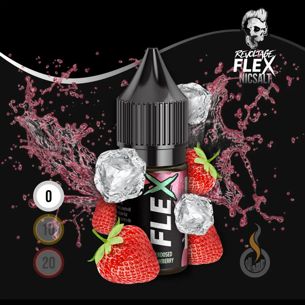 REVOLTAGE FLEX Overdosed Nikotinsalz Liquid Strawberry - 10 ml SW18288 Nikotinstärke wählen: 0 mg (OHNE NIKOTIN) Bild 1