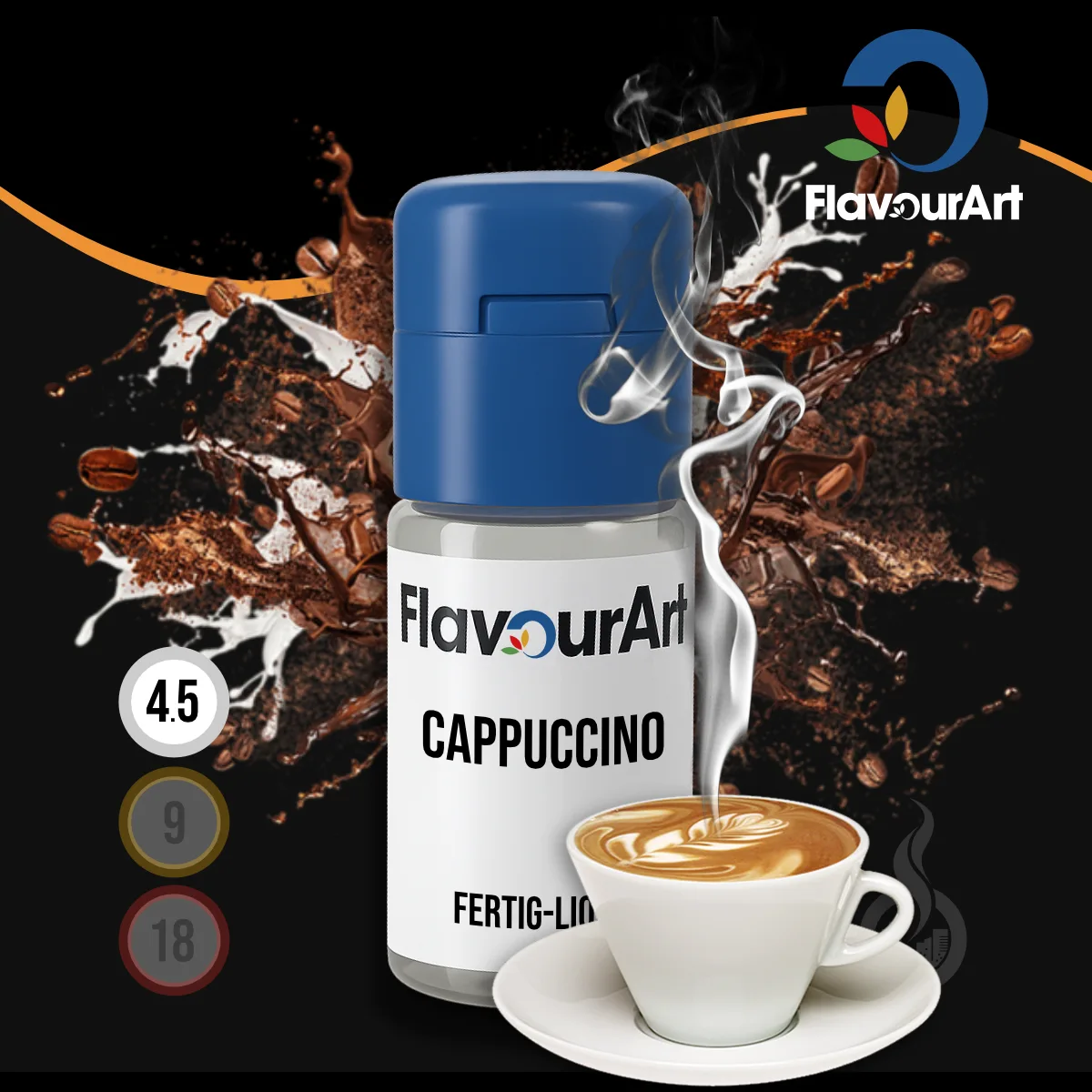 FlavourArt Nikotin Liquid Cappuccino - 10 ml SW18499 Nikotinstärke wählen: 4.5 mg (LOW) Bild 1