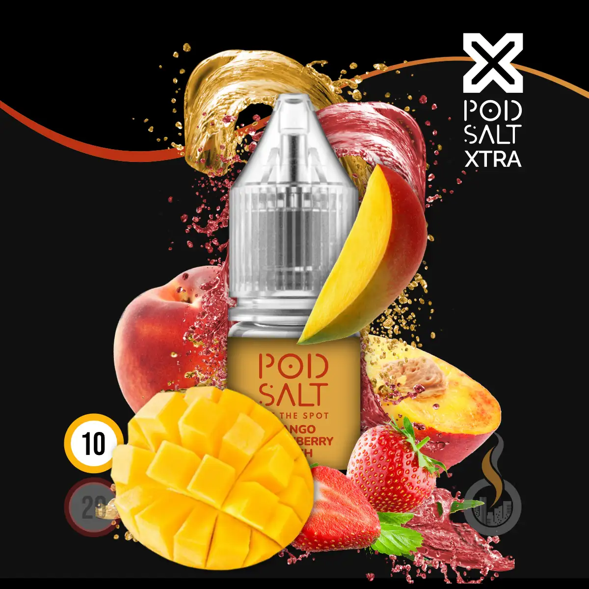 POD SALT XTRA Mango Strawberry Peach Liquid - 10 ml SW17929 Nikotinstärke wählen: 10 mg (NIKOTINSALZ) Bild 1