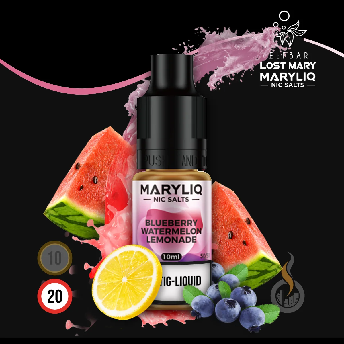 MARYLIQ by Lost Mary Nikotinsalz Liquid Blueberry Watermelon Lemonade - 10 ml SW18182 Nikotinstärke wählen: 20 mg ( NIKOTINSALZ ) Bild 1