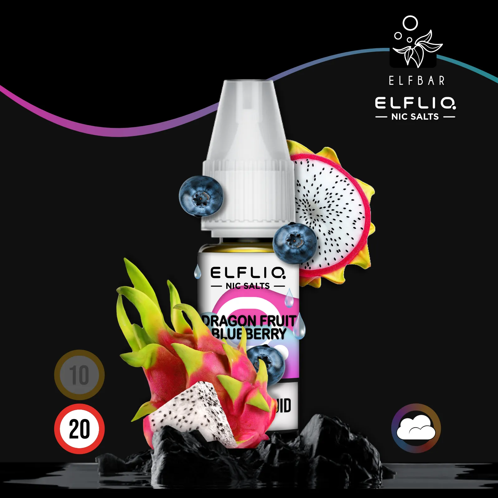 ELFLIQ by Elfbar Dragon Fruit Blueberry Nikotinsalz Liquid - 10 ml