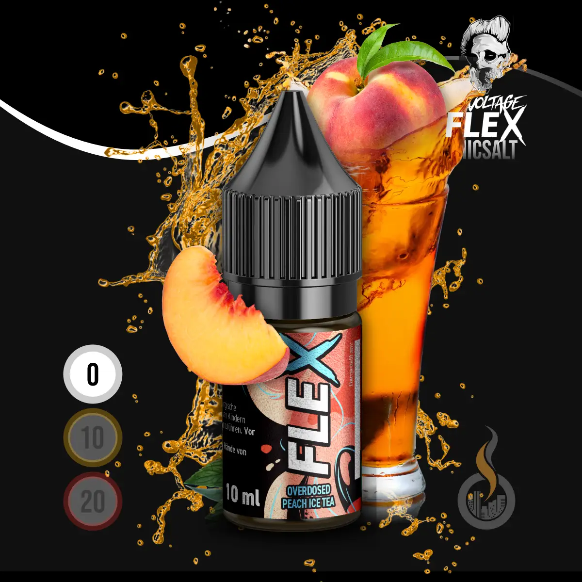 REVOLTAGE FLEX Overdosed Nikotinsalz Liquid Peach Ice Tea - 10 ml SW18239 Nikotinstärke wählen: 0 mg (OHNE NIKOTIN) Bild 1