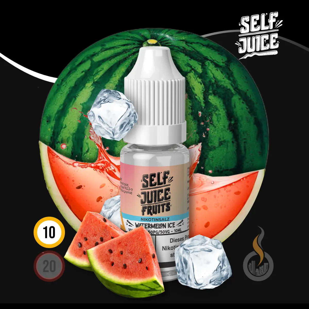 SELF JUICE Watermelon Ice Nikotinsalz-Liquid - 10 ml SW18405 Nikotinstärke wählen: 10 mg (NIKOTINSALZ) Bild 1