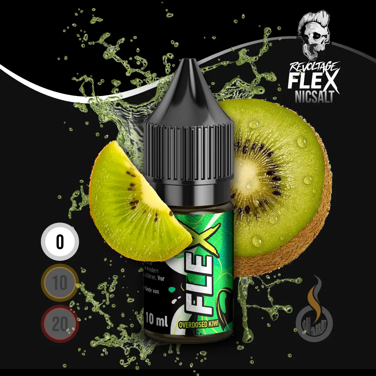 REVOLTAGE FLEX Overdosed Nikotinsalz Liquid Kiwi - 10 ml SW18235 Nikotinstärke wählen: 0 mg (OHNE NIKOTIN) Bild 1
