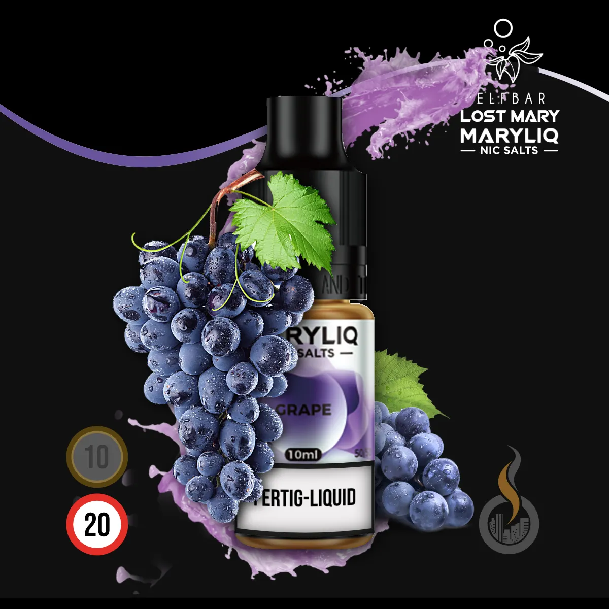 MARYLIQ by Lost Mary Nikotinsalz Liquid Grape - 10 ml SW18177 Nikotinstärke wählen: 20 mg ( NIKOTINSALZ ) Bild 1