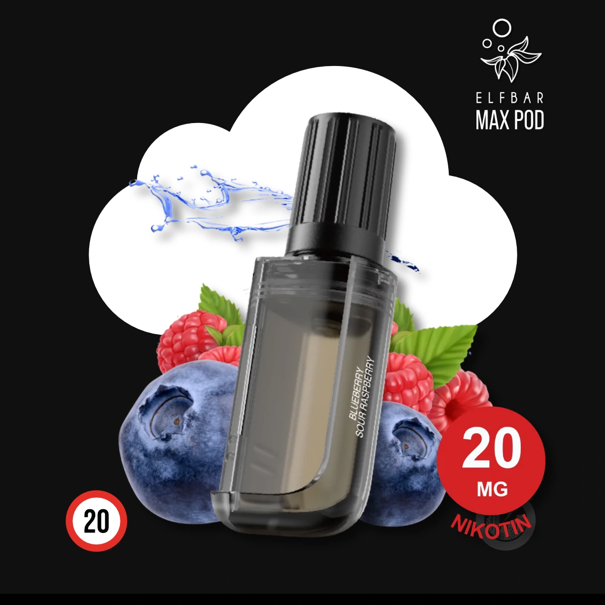 ELF BAR MAX Blueberry Sour Raspberry Nachfüllbehälter Pod - 10 ml SW18515 Bild 1