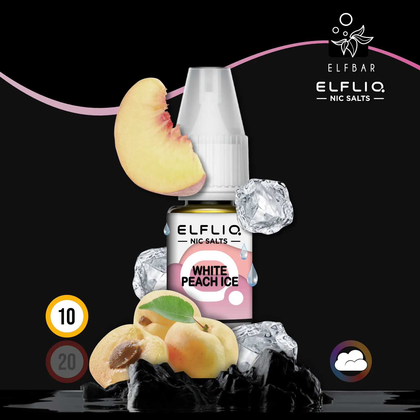 ELFLIQ by Elfbar White Peach Ice Nikotinsalz Liquid - 10 ml
