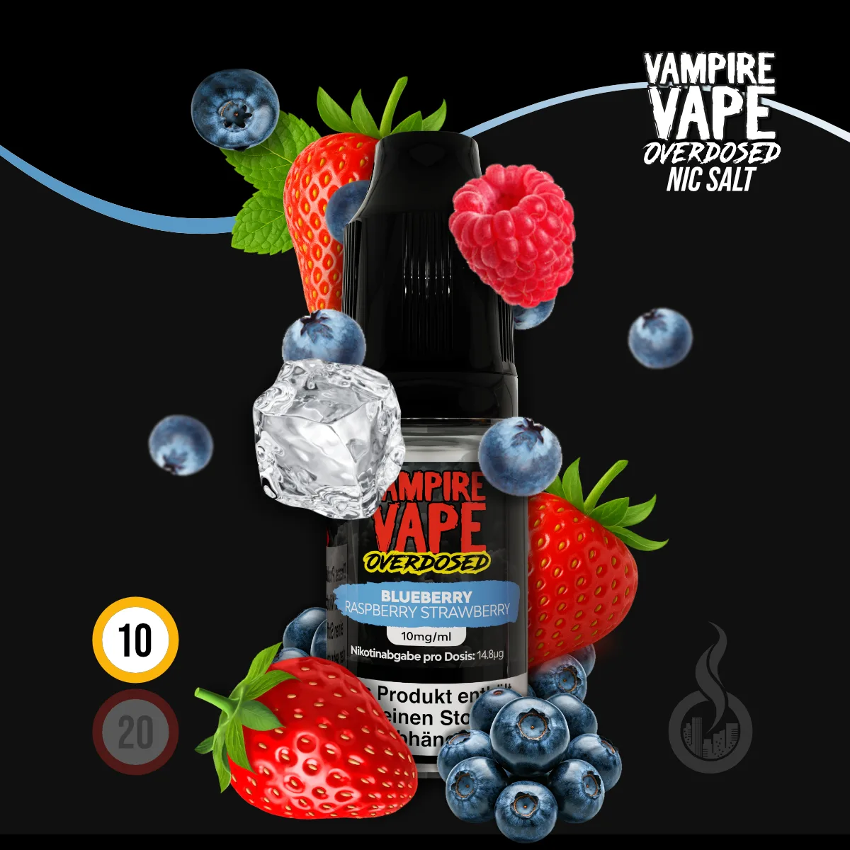 VAMPIRE VAPE Overdosed Blueberry Raspberry Strawberry Nikotinsalz Liquid - 10 ml SW18548 Nikotinstärke wählen: 10 mg (NIKOTINSALZ) Bild 1