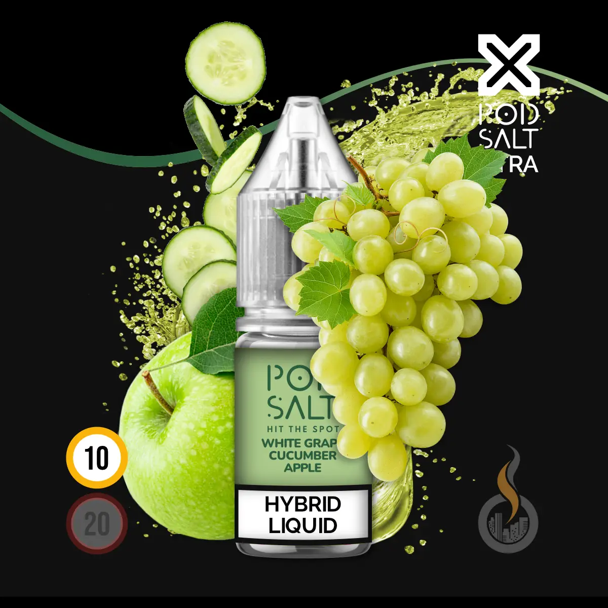 POD SALT XTRA White Grape Cucumber Apple Liquid - 10 ml SW17935 Nikotinstärke wählen: 10 mg (NIKOTINSALZ) Bild 1