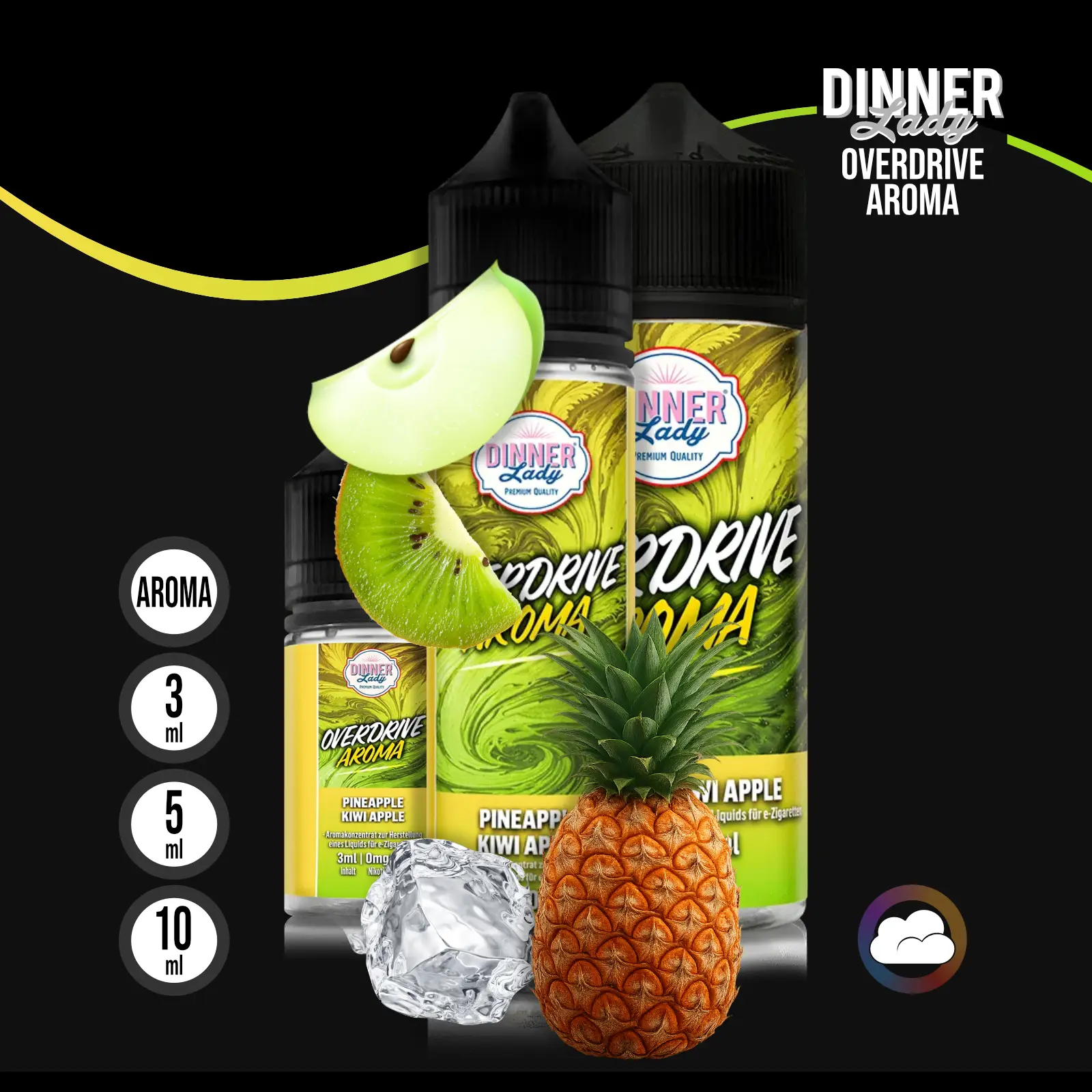 Dinner Lady Overdrive Pineapple Kiwi Apple Longfill Aroma